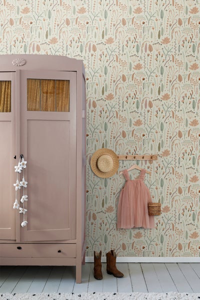 ESTAhome Tapete Feldblumen Graublau - 50 x 900 cm - 131164