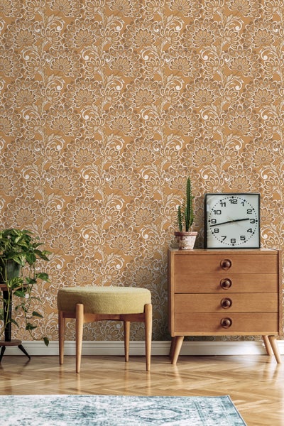 ESTAhome Tapete Blumenmuster Braun - 50 x 900 cm - 131089