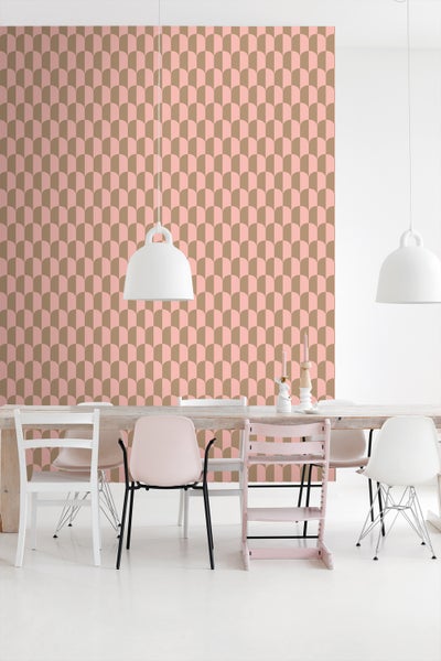 ESTAhome Tapete Art Decó Muster Rosa und Beigebraun - 50 x 900 cm - 139984