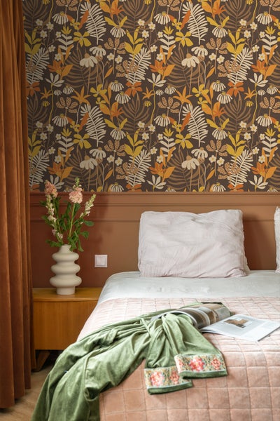 ESTAhome Tapete tropische Blätter und Blüten Braun und Mehrfarbig - 50 x 900 cm - 130997