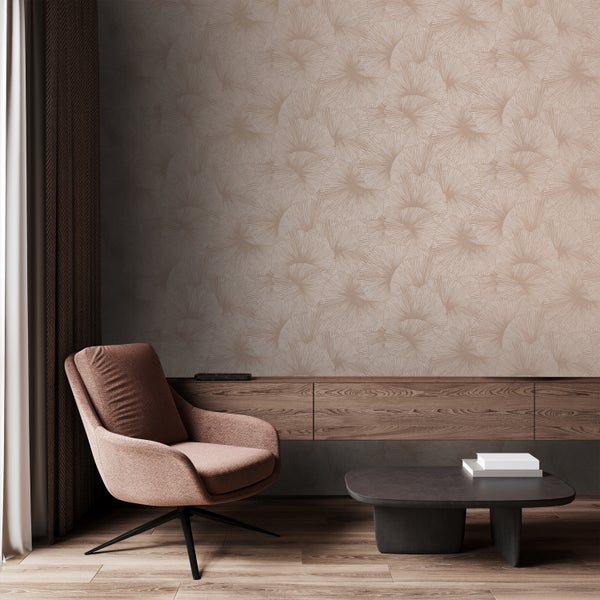 Origin Wallcoverings Tapete 3D Muster Blätter Altrosa - 53 cm x 10.05 m - 348009