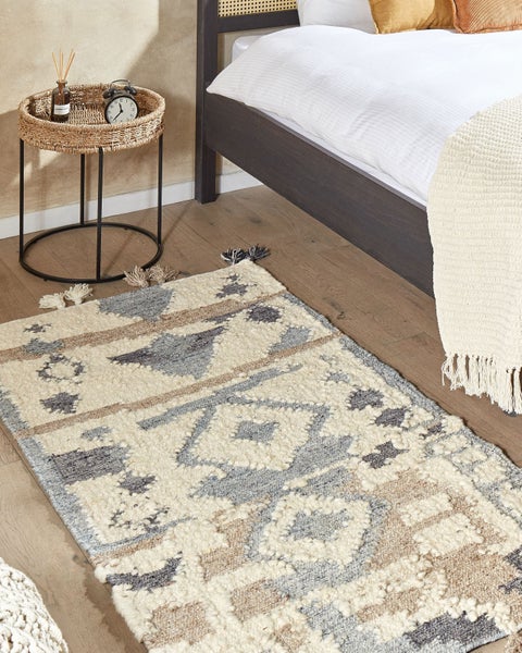 Teppich MRGAVET Beige 80 x 150 cm Wolle Kelim
