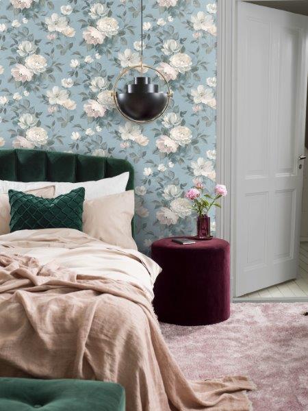 Borastapeter Tapete Blumen Blau - 53 cm x 10.05 m - 660428