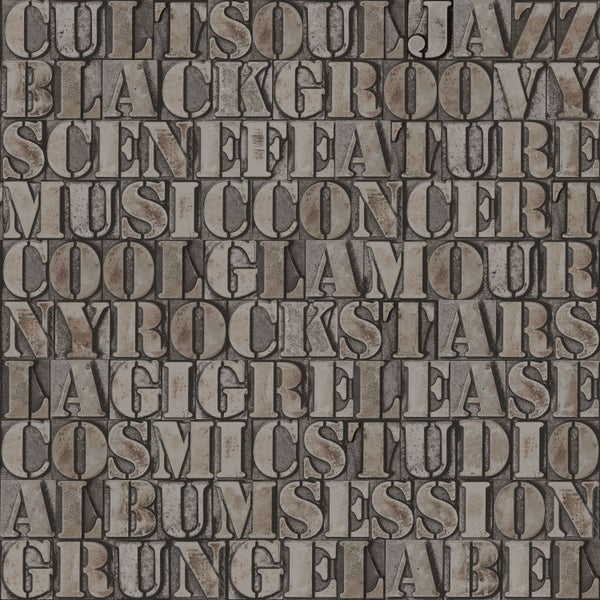Origin Wallcoverings Tapete alte eiserne Druckbuchstaben Rostbraun - 53 cm x 10.05 m - 347592