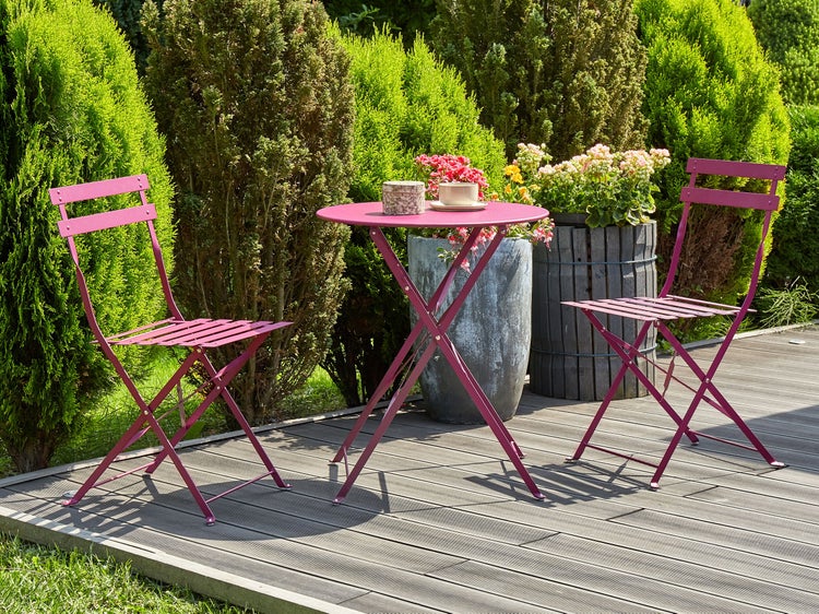 Bistro Set klappbar FIORI Metall Burgunderrot