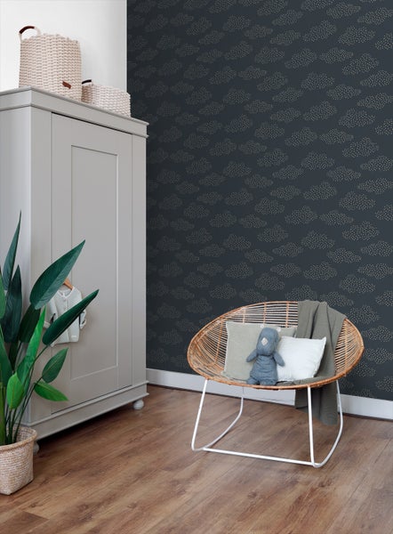 ESTAhome Tapete kleine Wolken Dunkelblau - 50 x 900 cm - 139980