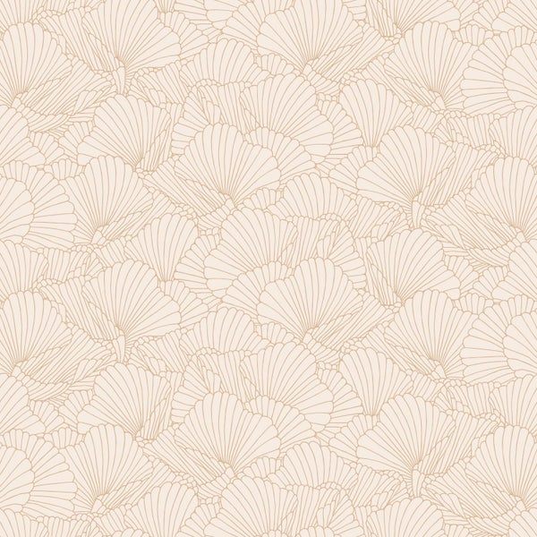 ESTAhome Tapete gezeichnete Blätter Sandbeige und Terrakotta - 53 cm x 10.05 m - 139491