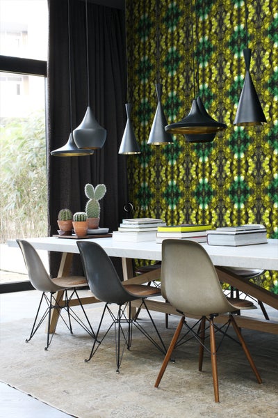 Origin Wallcoverings Tapete Kaleidoskopmuster Gelb und Grün - 53 cm x 10.05 m - 337201