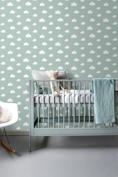 ESTAhome Tapete kleine Wolken Mintgrün - 53 cm x 10.05 m - 139487