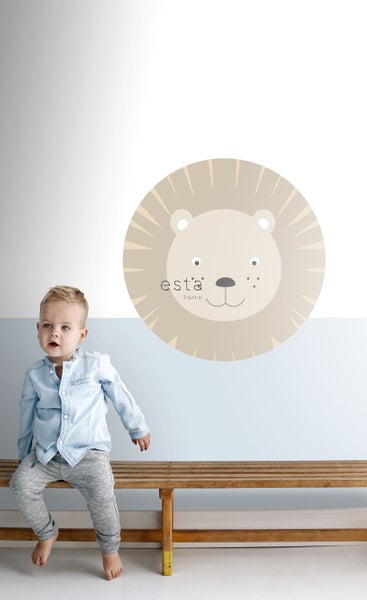 ESTAhome selbstklebende runde Tapete Tierköpfe Beige - Ø 70 cm - 158973