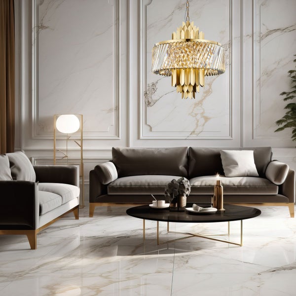 Hängeleuchte Kristalllüster Lybora PL Gold 9 x E14 Metall + Kristall Ø 55 cm