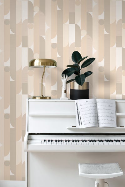 ESTAhome Tapete geometrische Formen Beige - 50 x 900 cm - 131056