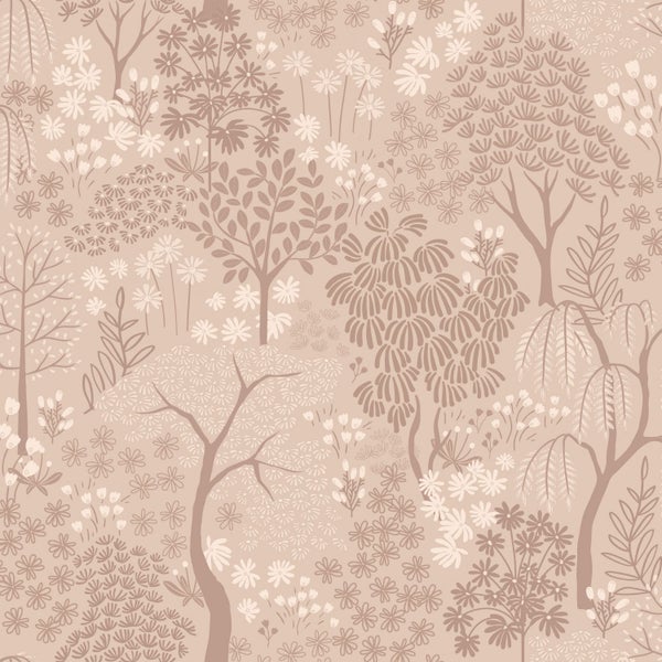 ESTAhome Tapete Bäumen und Blumen Altrosa - 50 x 900 cm - 131649