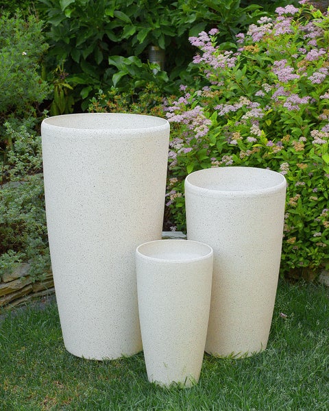 Set mit 2 Blumentöpfen ABDERA Stein 23 cm Hellbeige