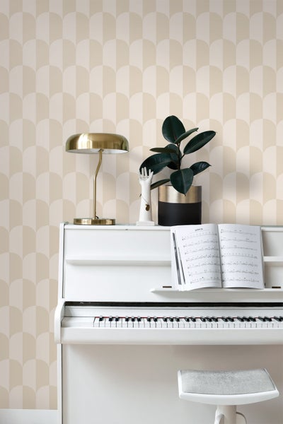 ESTAhome Tapete Art Decó Muster Beige und Sandbraun - 53 cm x 10.05 m - 139985