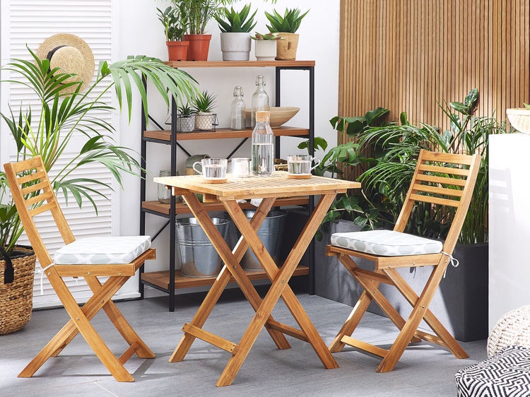 Bistro Set inkl. Kissen klappbar FIJI Akazienholz Mintgrün
