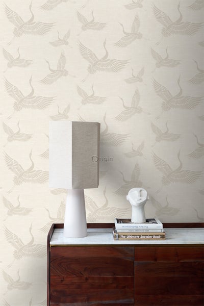 Origin Wallcoverings Tapete Kraniche Sandbraun - 53 cm x 10.05 m - 347827