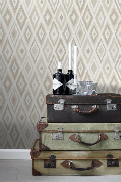 ESTAhome Tapete Ikat-Motiv Beige - 53 cm x 10.05 m - 148628