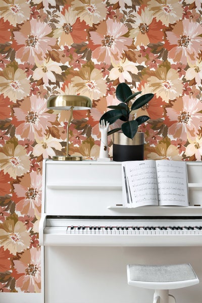 ESTAhome Tapete Blumen Terrakotta - 50 x 900 cm - 131265