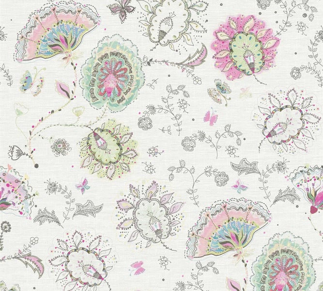 Dekorative Tapete mit floralem Muster als Wandgestaltung