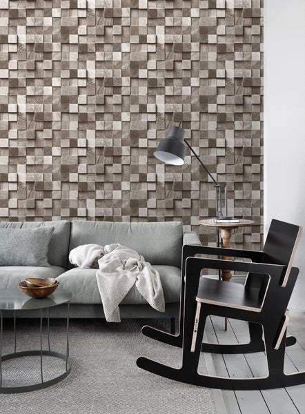 ESTAhome Tapete 3D Holzoptik Braun - 53 cm x 10.05 m - 138530