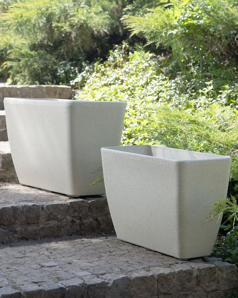 Set mit 2 Blumentöpfen BARIS Stein 60 cm Beige