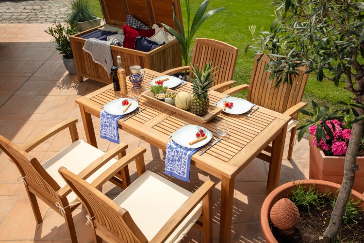 Teak Stapelsessel Gartenstuhl Teakholz stapelbar premium wetterfest