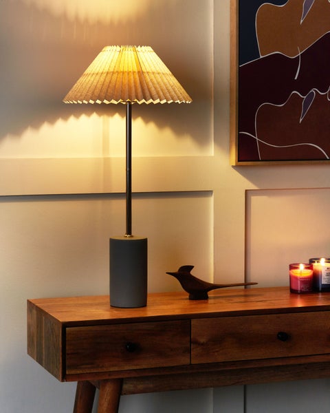 Tischleuchte BALUARTE Kunstleinen Beige