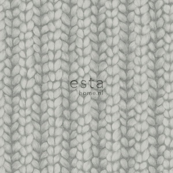 ESTAhome Tapete grob gestricktes Muster Dunkelgrau - 53 cm x 10.05 m - 148343