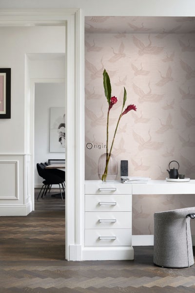 Origin Wallcoverings Tapete Kraniche Altrosa - 53 cm x 10.05 m - 347757