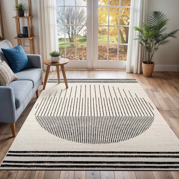 Moderner Skandinavischer Teppich Weiß/Schwarz 130x170 cm ENSO