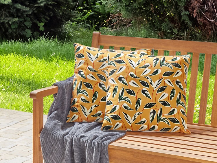 Gartenkissen 2er Set TAGGIA Pflanzenmuster 45 x 45 cm Gelb