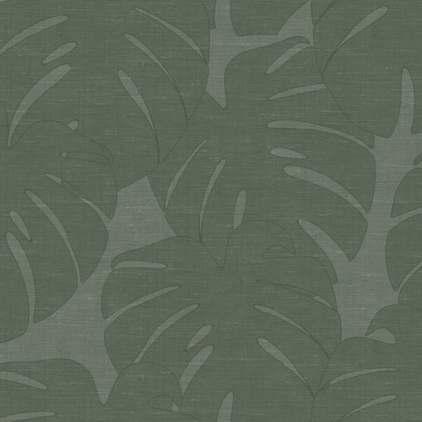 Origin Wallcoverings Tapete Blätter in Leinen-Optik Grün - 53 cm x 10.05 m - 347762
