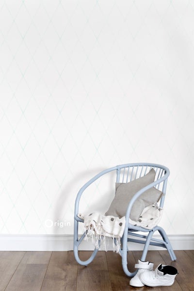 Origin Wallcoverings Tapete Karomuster Weiß und Pastell Mintgrün - 53 cm x 10.05 m - 347494