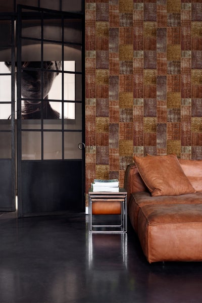 Origin Wallcoverings Tapete Kelim-Patchwork Rostbraun - 53 cm x 10.05 m - 347465