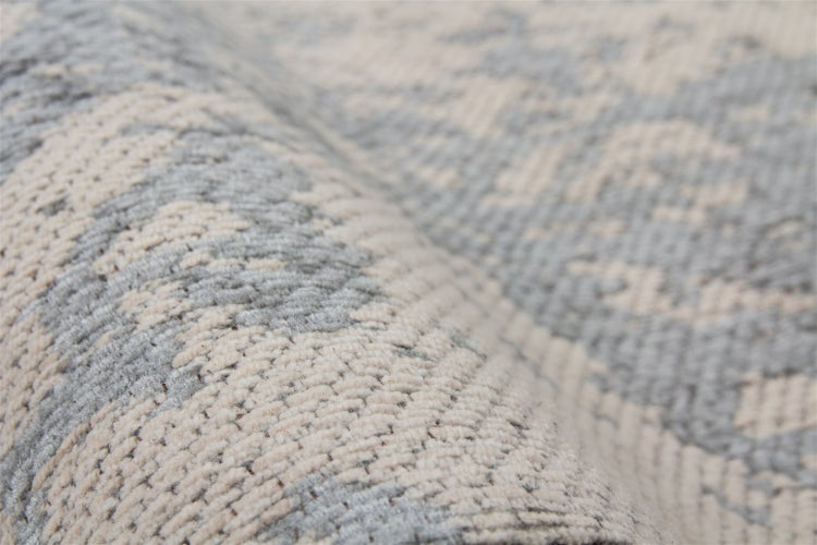 Flachflor Teppich Celestique Grau Baumwolle Vintage-Design, Used-Look, Patchwork-Design handgewebt, Jacquard, Chenille 80 x 150 cm