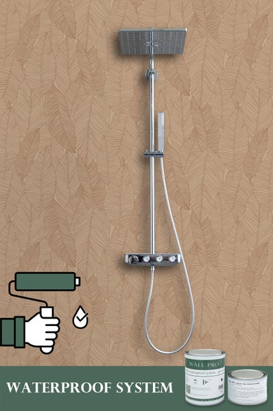 ESTAhome Tapete gezeichnete Blätter Terrakottarosa - 53 cm x 10.05 m - 139353