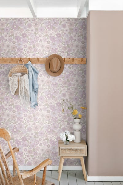 ESTAhome Tapete Retro Blumen Helllila - 50 x 900 cm - 131246
