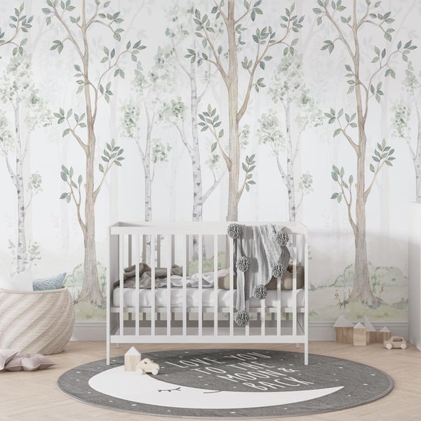 Kindertapete Birken­wald Aquarell 150 x 280 cm