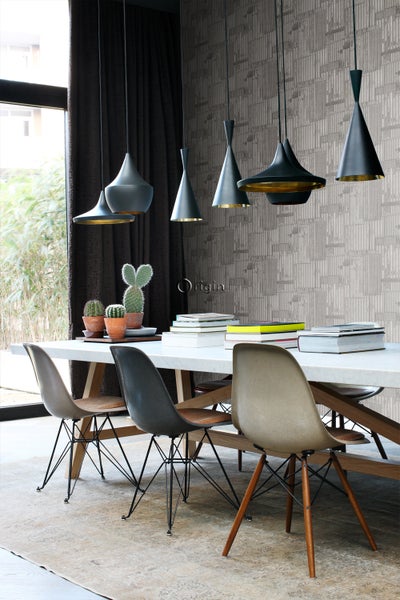 Origin Wallcoverings Tapete industrielle Wellplatten aus Metall 3D Dunkelgrau - 53 cm x 10.05 m - 347618