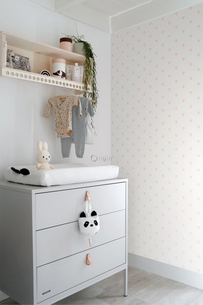 Origin Wallcoverings Tapete Herzchen Weiß und Rosa - 53 cm x 10.05 m - 347705