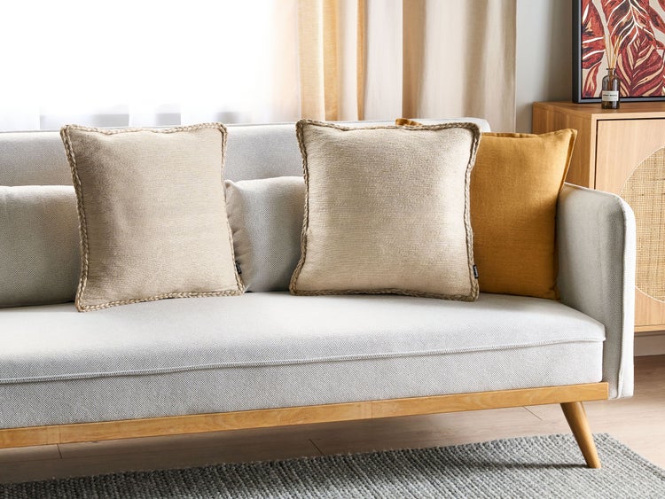 Dekokissen Jute beige 45 x 45 cm 2er Set ELLIOTTIA