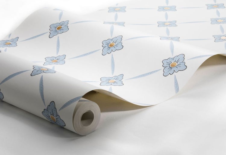 Borastapeter Tapete Fliesenmuster Blau und Beige - 53 cm x 10.05 m - 660044