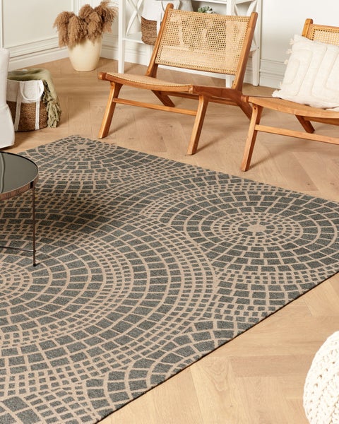 Teppich Jute beige / grau 200 x 300 cm geometrisches Muster Kurzflor ARIBA