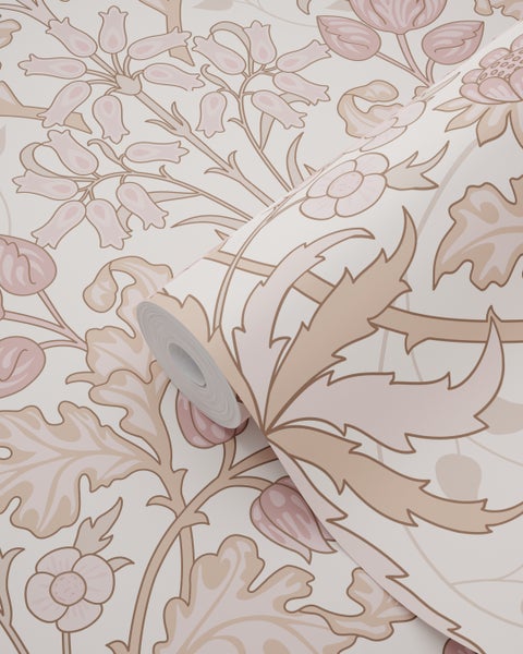 ESTAhome Tapete Blumenmuster im Jugendstil Altrosa und Beige - 50 x 900 cm - 131178