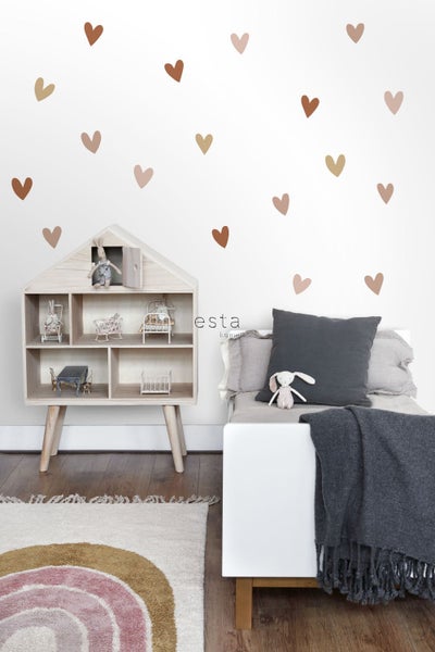 ESTAhome Wandtattoo Herzchen Terrakotta, Rosa und Beige - 47.5 x 66 cm - 156112
