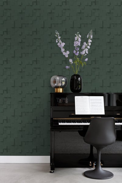 Origin Wallcoverings Tapete 3D-Würfel Dunkelgrün - 50 x 900 cm - 347899