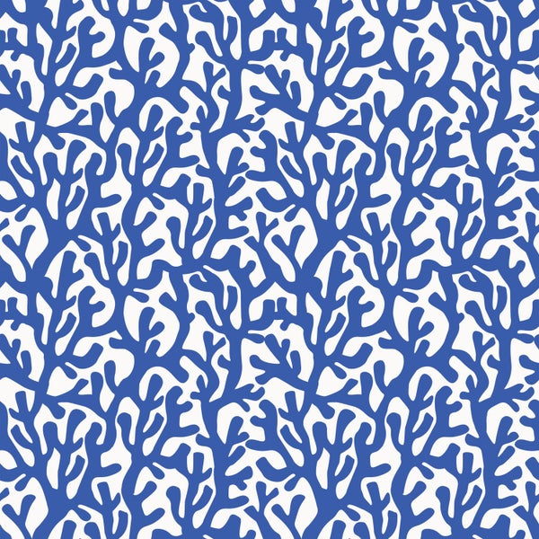 ESTAhome Tapete Koralle Blau und Weiß - 50 x 900 cm - 131014
