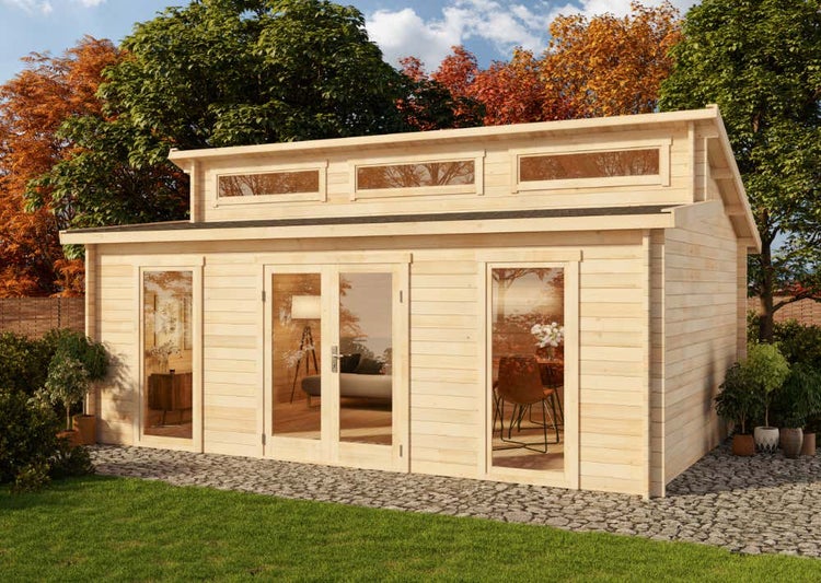 Alpholz Gartenhaus Narvig C Gartenhaus aus Holz, Holzhaus mit 40 mm Wandstärke, Blockbohlenhaus mit Montagematerial, Naturbelassen 6x4,2m