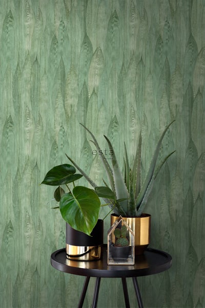 Dekorative grüne Tapete mit Blattmuster